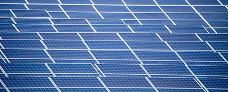 Powerful solar power panels for generating electricity from renewable sources.の写真素材