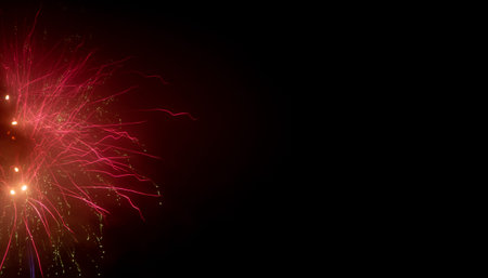 Fireworks, bright and festive on a background of night sky. long exposure.の写真素材