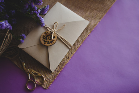 hand made Weeding card invitation - mockupの写真素材