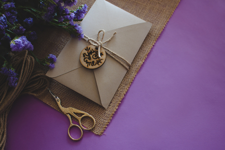hand made Weeding card invitation - mockupの写真素材