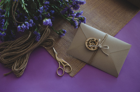 hand made Weeding card invitation - mockupの写真素材