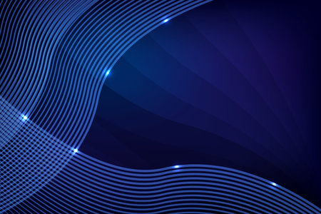 3D modern wave curve abstract presentation background. Luxury paper cut background. Abstract decoration, golden pattern, halftone gradients, 3d Vector illustration. Dark blue backgroundのイラスト素材