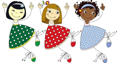 the human race in the faces of three girlsのイラスト素材