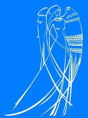 white angel with wings on a blue backgroundのイラスト素材