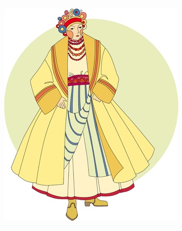 young girl in ethnic Slavic clothingのイラスト素材