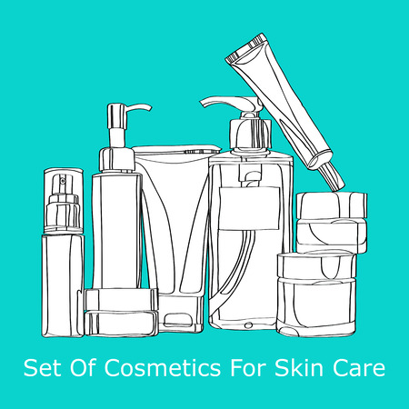 set of cosmetics for skin careのイラスト素材