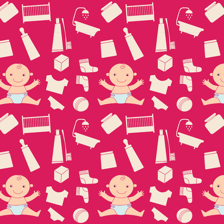 pattern with babyのイラスト素材