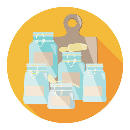 set of kitchen containers in flat style. vector illustrationのイラスト素材