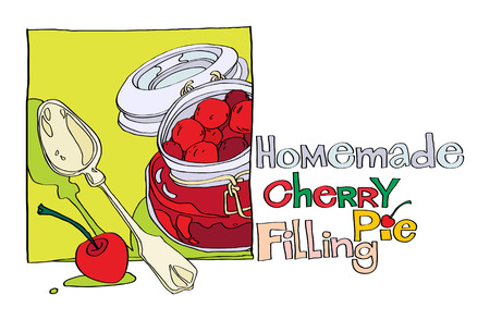 homemade cherry pie fillingのイラスト素材