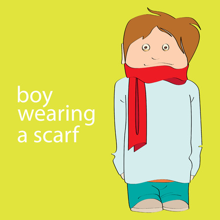 boy wearing a scarfのイラスト素材