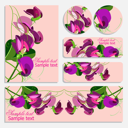 Set of floral vintage wedding cards, invitations.  Marriage event. flower pattern on templates.のイラスト素材