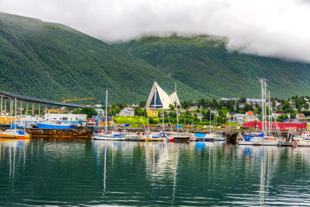 Arctic cathedral in Tromso city in northern Norway. Tromso is considered the northernmost city in...