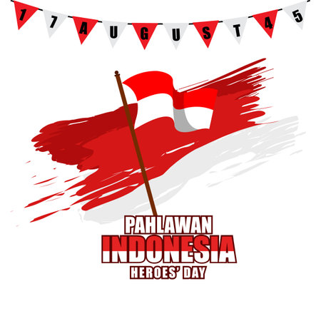 Vector Design Illustration of Indonesian State Fighter Hero's Day, Nation's Independenceのイラスト素材