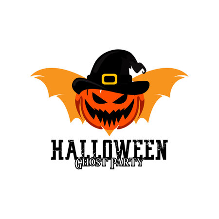 Halloween Day Illustration Vector Design, Pumpkin Tree Bat and Creepy Ghost Designのイラスト素材