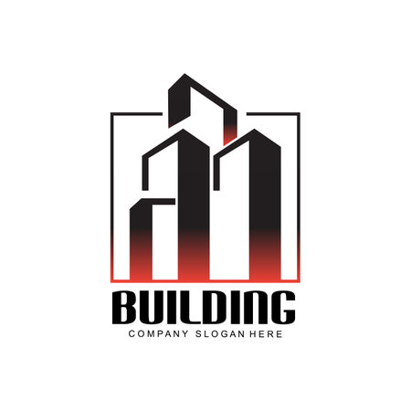 City Building Construction Logo Design Premium Quality Line Vector Illustrationのイラスト素材
