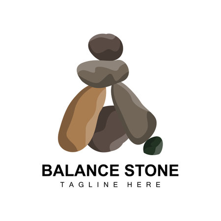 Stacked Stone Logo Design, Balancing Stone Vector, Building Material Stone Illustration, Pumice Stone Illustration Walpapeer Stoneのイラスト素材