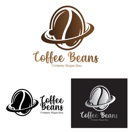 coffee bean drink logo design in brown color vector illustrationのイラスト素材