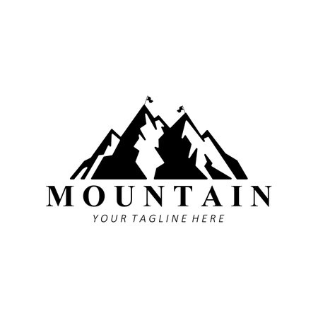 Mountain Logo Design, Vector Place For Nature Lovers Hikerのイラスト素材