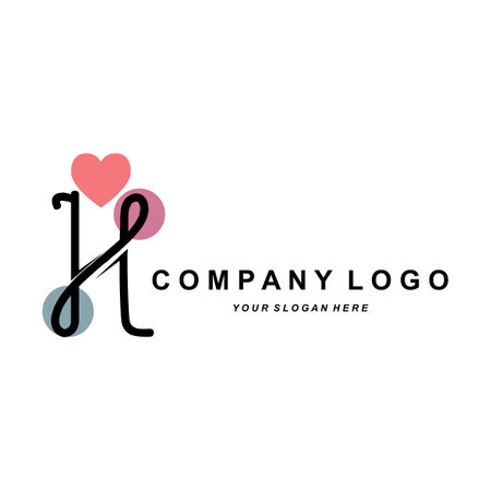 letter H logo, company brand initials design, sticker screen printing vector illustrationのイラスト素材