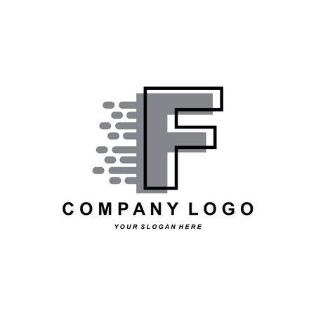 letter F logo, company brand initials design, sticker screen printing vector illustrationのイラスト素材