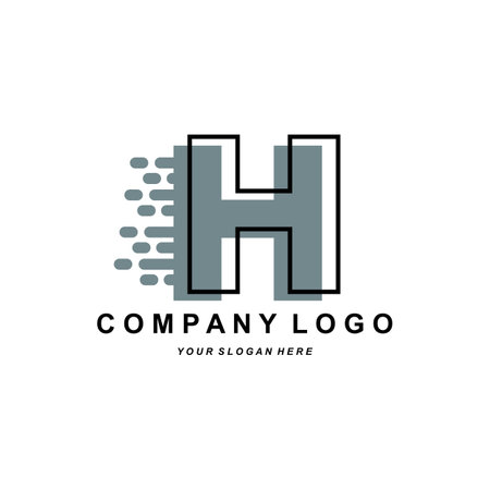 letter H logo, company brand initials design, sticker screen printing vector illustrationのイラスト素材
