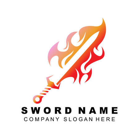 Sword Logo Design, Premium Retro Vintage Style Combat Tool vector illustrationのイラスト素材