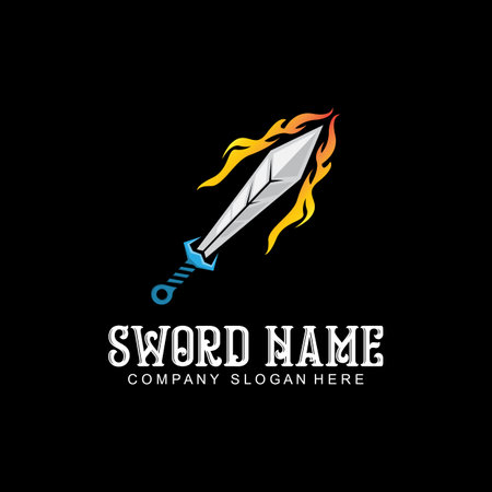 Sword Logo Design, Premium Retro Vintage Style Combat Tool vector illustrationのイラスト素材