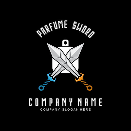 Sword Logo Design, Premium Retro Vintage Style Combat Tool vector illustrationのイラスト素材