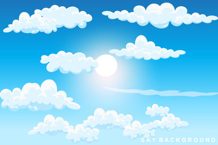 Cloud Background Design, Sky Landscape Illustration, Decoration Vector, Banners And Postersのイラスト素材