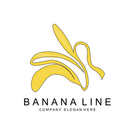 Banana Logo Design, Fruit Vector With Line Art Style, Product Brand Walpaper Illustrationのイラスト素材