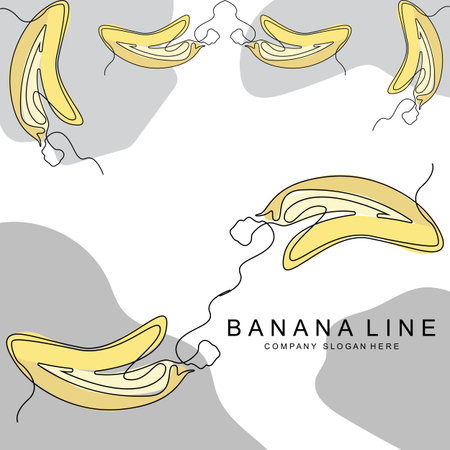 Banana Logo Design, Fruit Vector With Line Art Style, Product Brand Walpaper Illustrationのイラスト素材