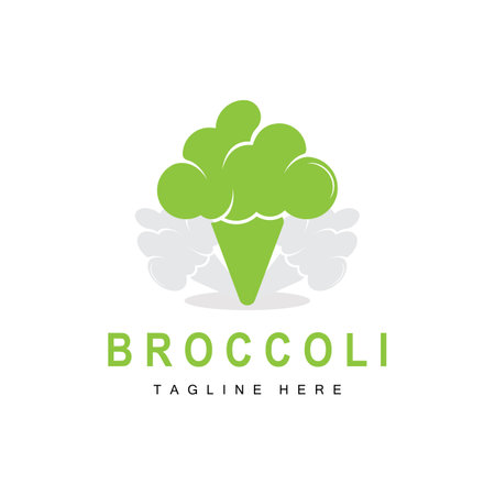Broccoli Logo Design, Green Vegetable Vector, Broccoli Wallpaper, Vegetable Supermarket Illustration Garden Product Brandのイラスト素材