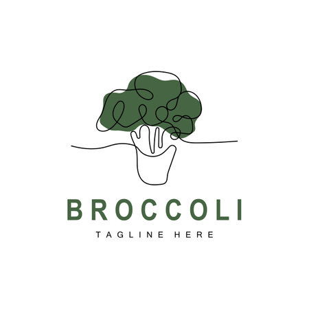 Broccoli Logo Design, Green Vegetable Vector, Broccoli Wallpaper, Vegetable Supermarket Illustration Garden Product Brandのイラスト素材