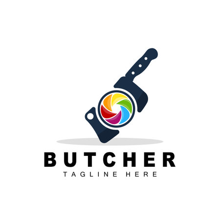 Butcher logo design, Knife Cutting Tool Vector Template, Product Brand Illustrationのイラスト素材