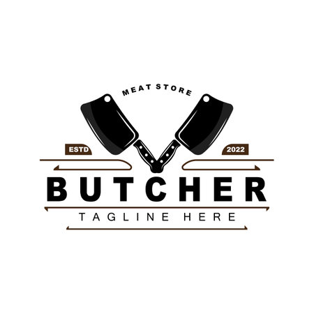 Butcher logo design, Knife Cutting Tool Vector Template, Product Brand Illustrationのイラスト素材