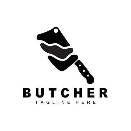 Butcher logo design, Knife Cutting Tool Vector Template, Product Brand Illustrationのイラスト素材
