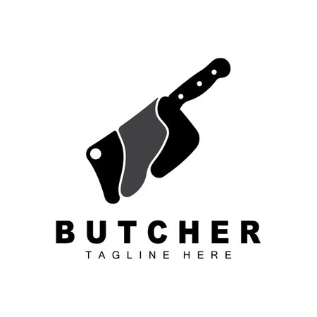 Butcher logo design, Knife Cutting Tool Vector Template, Product Brand Illustrationのイラスト素材
