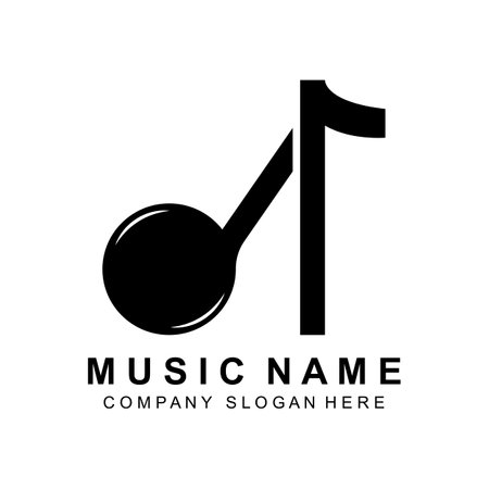 Note Music Logo Design, Sound Wave Logo Illustration, Company Brand Vectorのイラスト素材