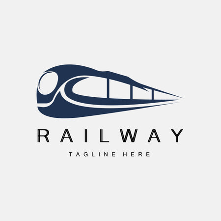 Train Logo Design. Fast Train Track Vector, Fast Transport Vehicle Illustrationのイラスト素材