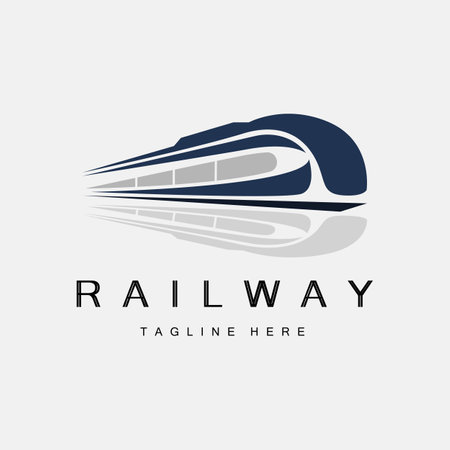 Train Logo Design. Fast Train Track Vector, Fast Transport Vehicle Illustrationのイラスト素材