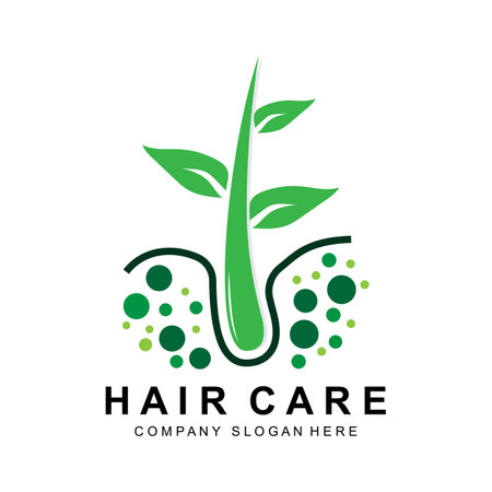 Hair Care Logo, Scalp Layer Design, Health Salon Brand Illustrationのイラスト素材