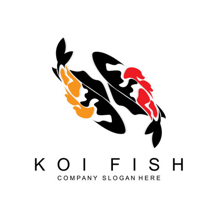 Koi Fish Logo Design, Ornamental Fish Vector, Aquarium Ornament Illustration Brand productのイラスト素材