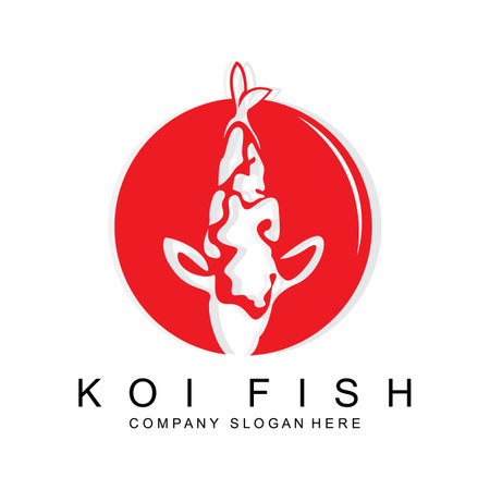 Koi Fish Logo Design, Ornamental Fish Vector, Aquarium Ornament Illustration Brand productのイラスト素材