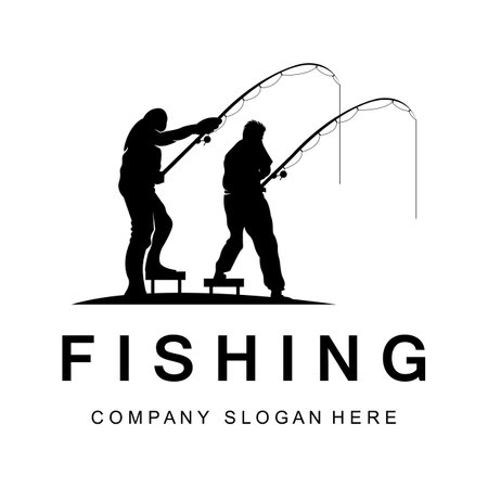 Fishing Logo Design, Fish Hunting Vector Illustrationのイラスト素材
