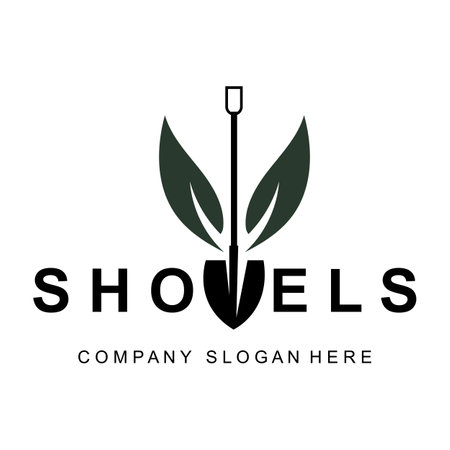 Shovel Logo Design, Construction Worker Tool Illustration Vector, Building Construction Iconのイラスト素材