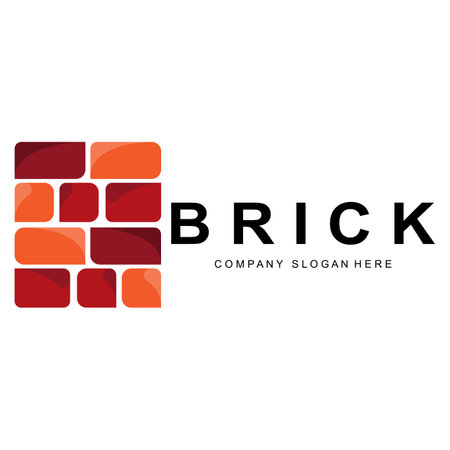 Bricks Logo Design, Material Stone Illustration Vector, Building Construction Iconのイラスト素材