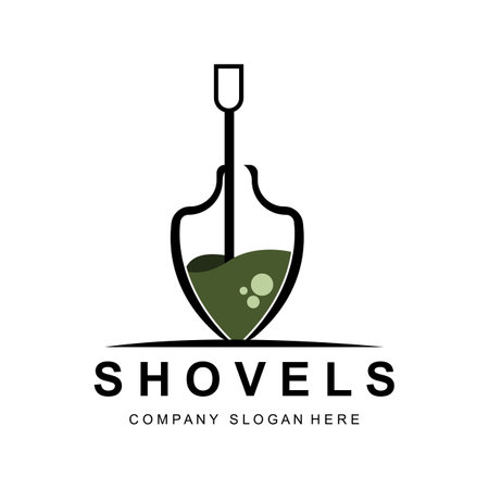 Shovel Logo Design, Construction Worker Tool Illustration Vector, Building Construction Iconのイラスト素材