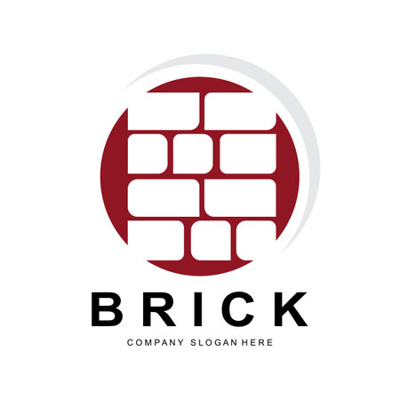 Bricks Logo Design, Material Stone Illustration Vector, Building Construction Iconのイラスト素材
