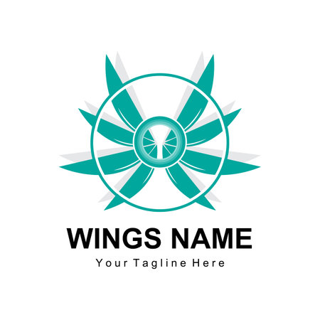 Wings Logo Design, Shield Wings Vector, Bird Feather Illustrationのイラスト素材