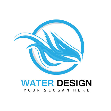 Water Wave Logo, Earth Element Vector, Water Wings Logo Design Style, Brand Icon, Stickerのイラスト素材